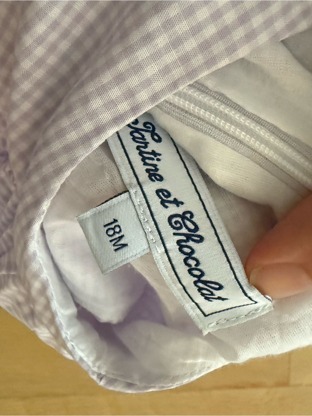 Tartine et Chocolat Lavender Gingham Eyelet Trim Dress - Picture 5 of 5